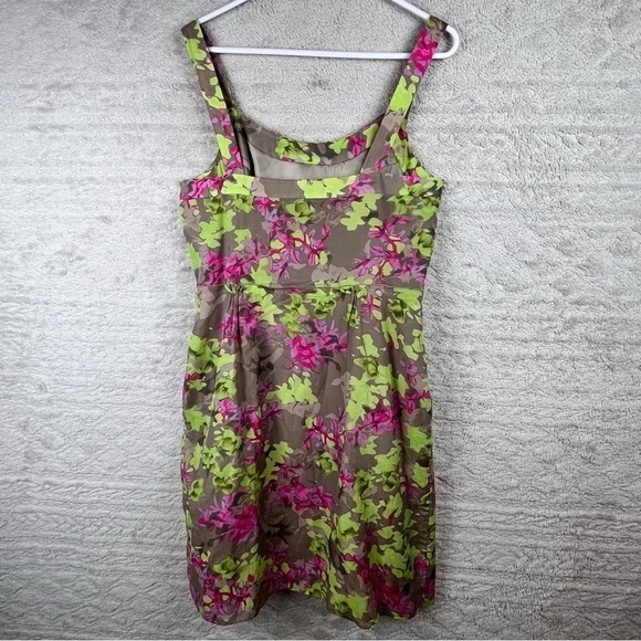BANANA REPUBLIC Silk Cotton Blend Floral Dress Green Pink Sheath Tank Size 12 - Picture 6 of 16